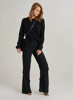 13751 Black Ruffle Detail Pants