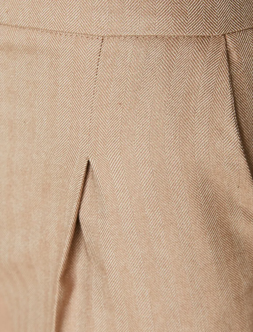 16327 Beige Button Detail Trousers