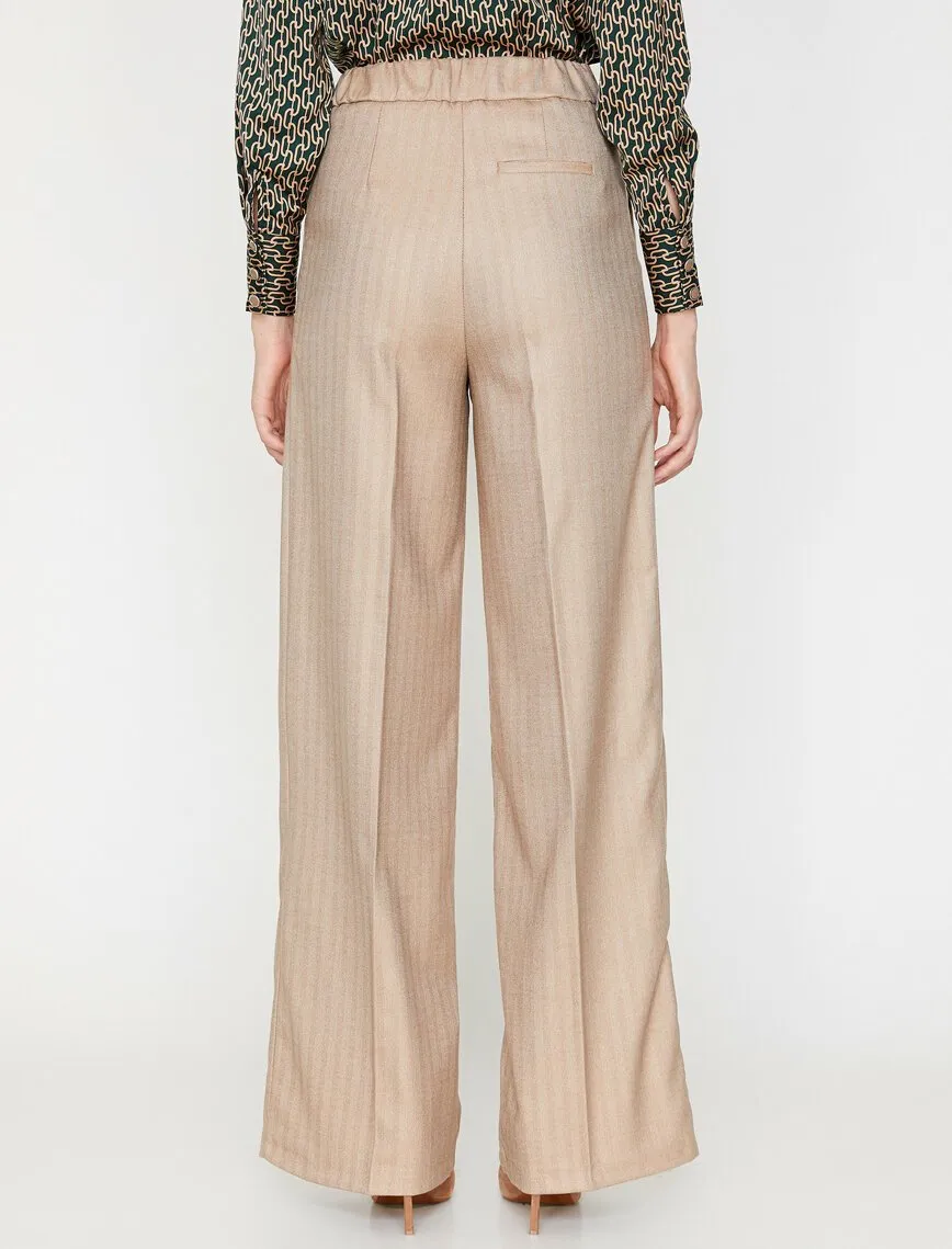 16327 Beige Button Detail Trousers