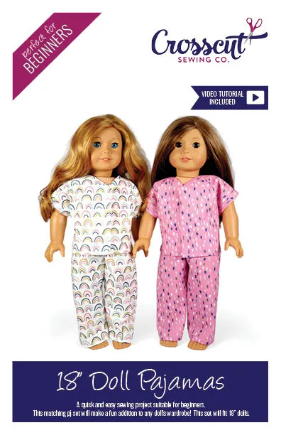 18" Doll Pajamas - Beginner Sewing Pattern & Video Tutorial