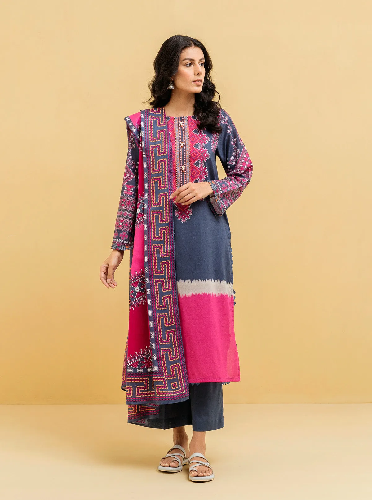 3 PIECE - PRINTED LAWN SUIT - BASHFUL BLUE