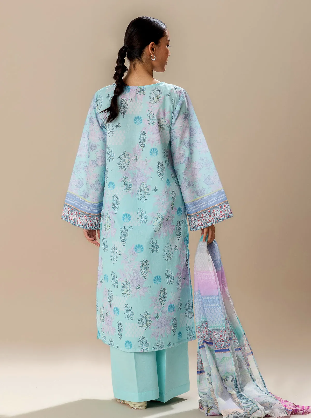 3 PIECE PRINTED LAWN SUIT-BLUEFALLS BAY