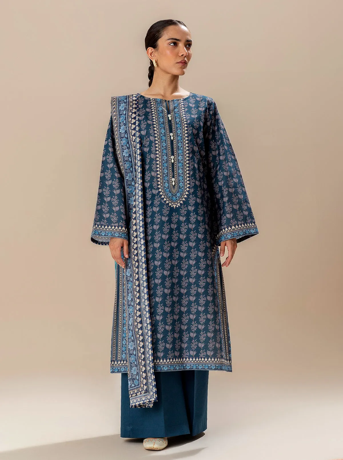 3 PIECE PRINTED LAWN SUIT-MIDNIGHT TRADITION