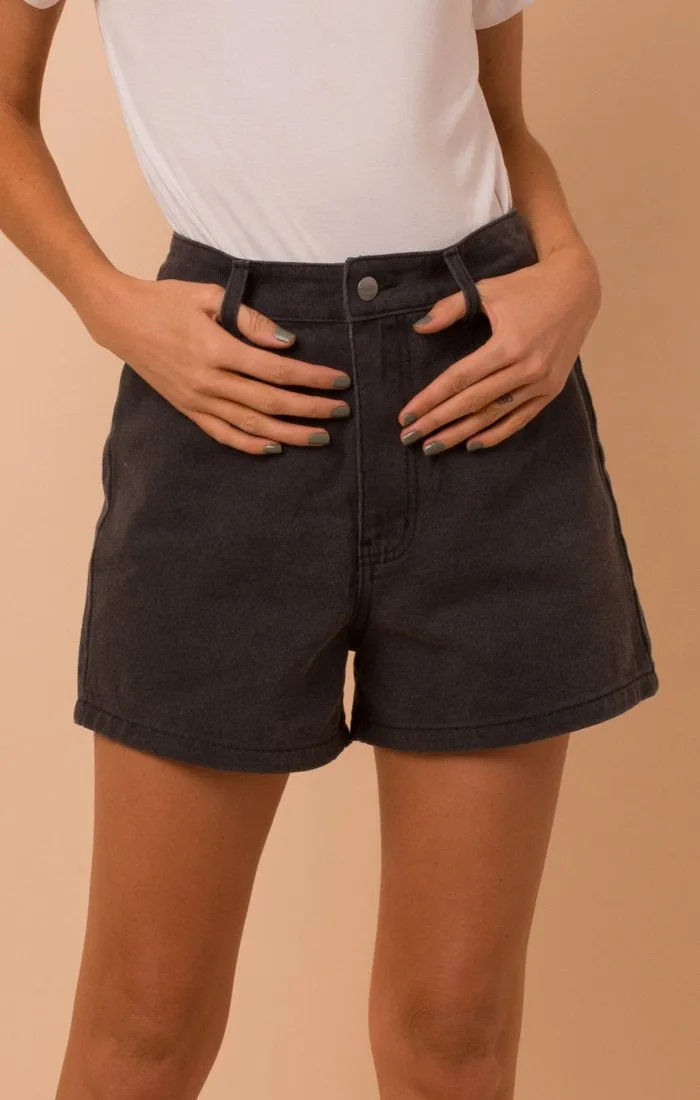 Afends Womens Seventies - Stone Black - Denim Shorts