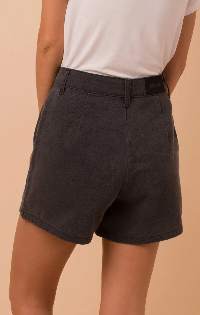 Afends Womens Seventies - Stone Black - Denim Shorts