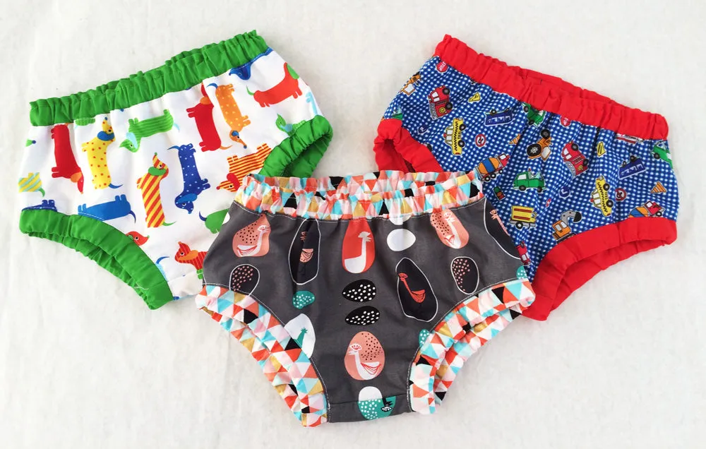 Baby & toddler diaper cover/ over pants pdf sewing pattern, 3  months - 4 years, boys & girls.