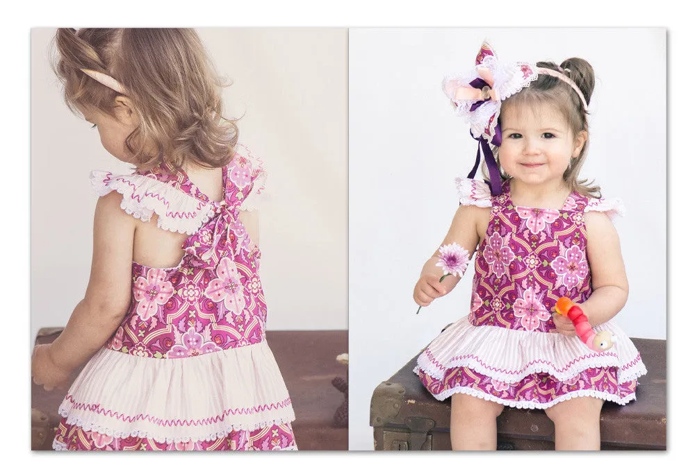 Baby & toddler girls romper pdf sewing pattern TINKERBELLE ROMPER  sizes 3 months to 3 years.