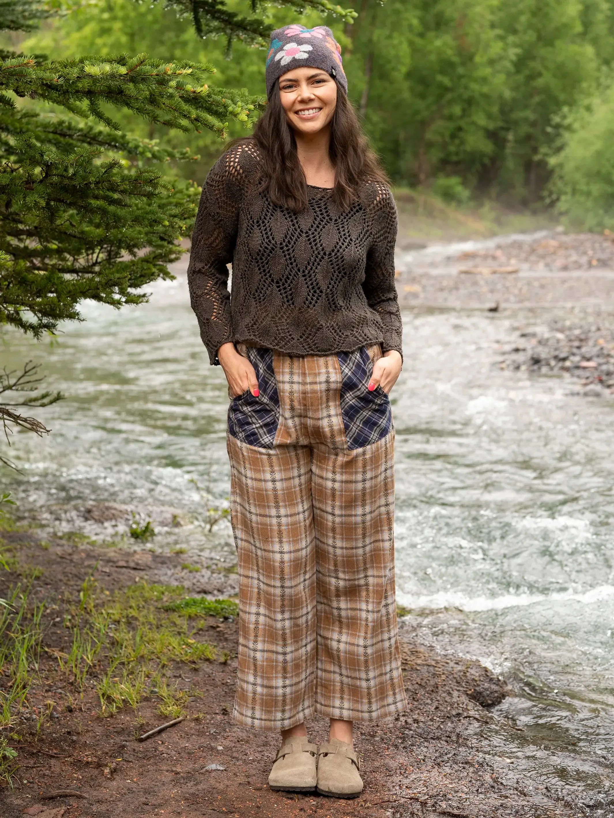 Beckett Flannel Pant - Light Brown Navy Mixed Plaid