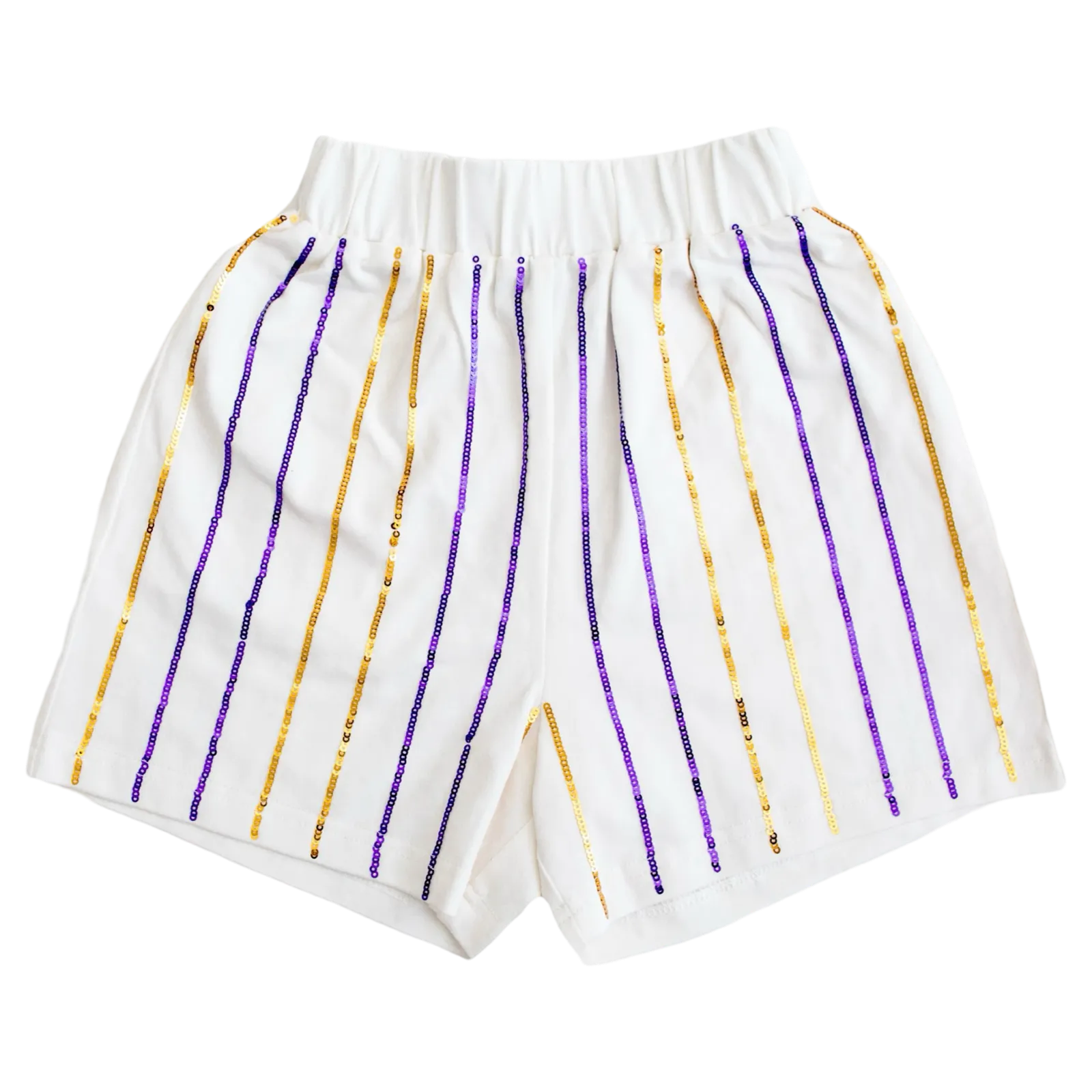 Belle Cher Sequin Short - Purple   Gold Stripe