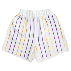 Belle Cher Sequin Short - Purple   Gold Stripe