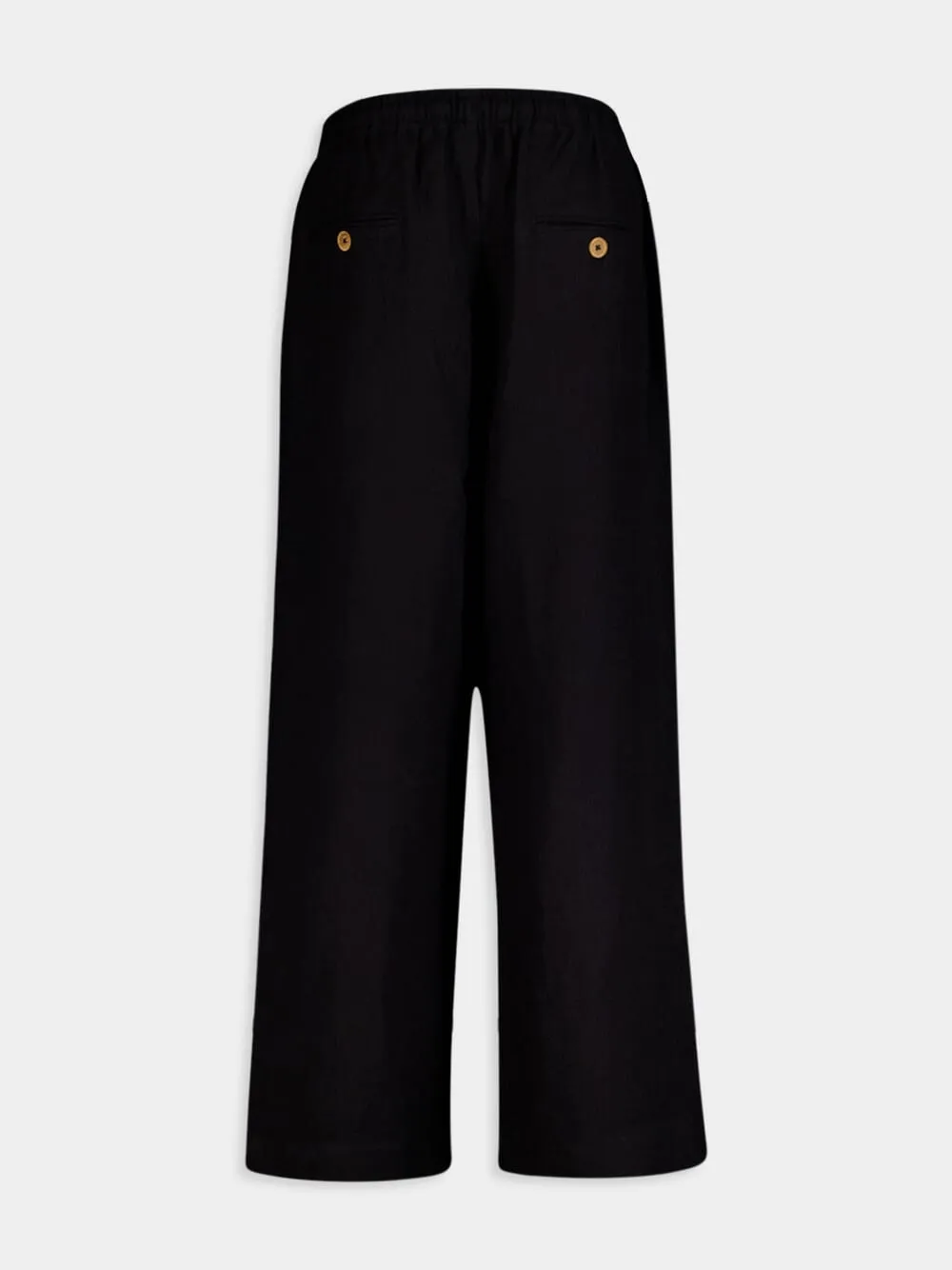 Black Linen Drawcord Trousers