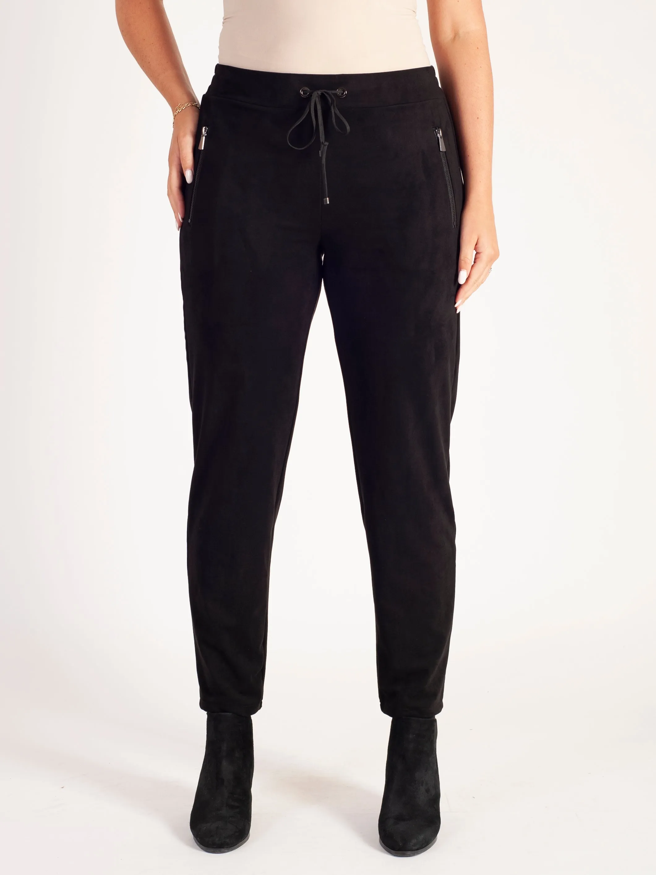 Black Pull Faux Suede Pants