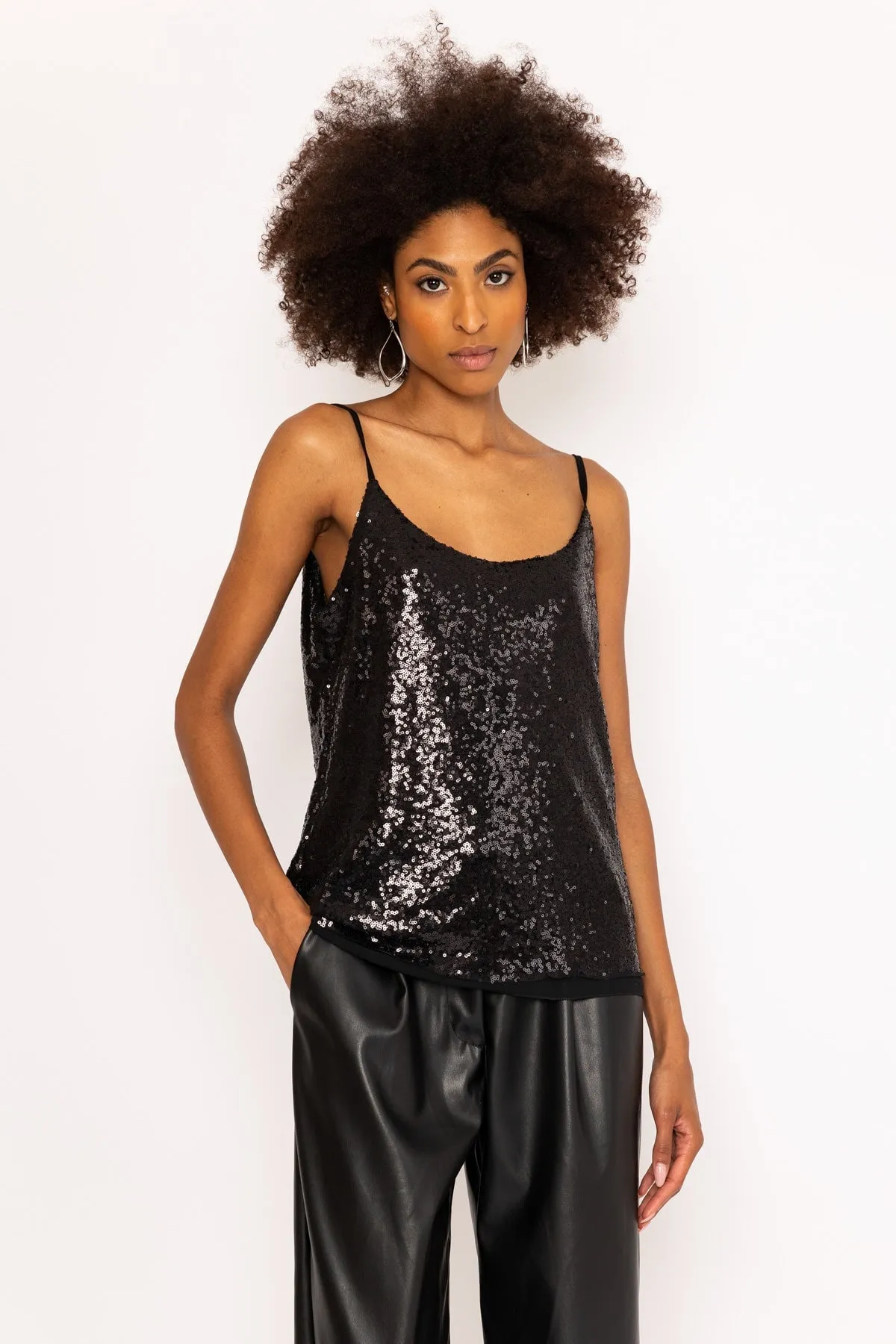 Black Sequin Cami Top