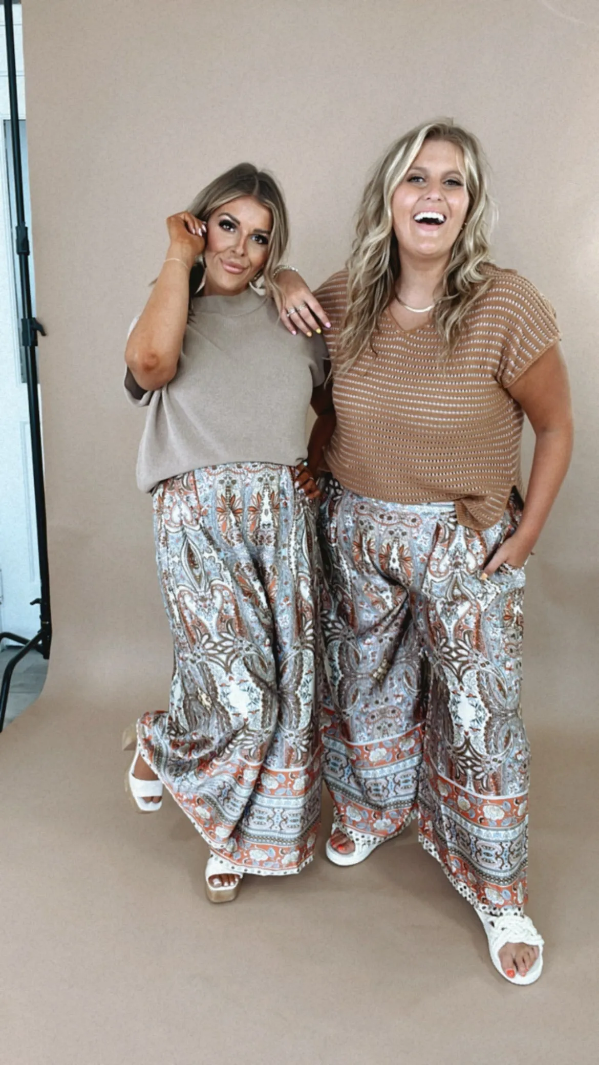 Boho Paisley Satin Wide Leg Pant