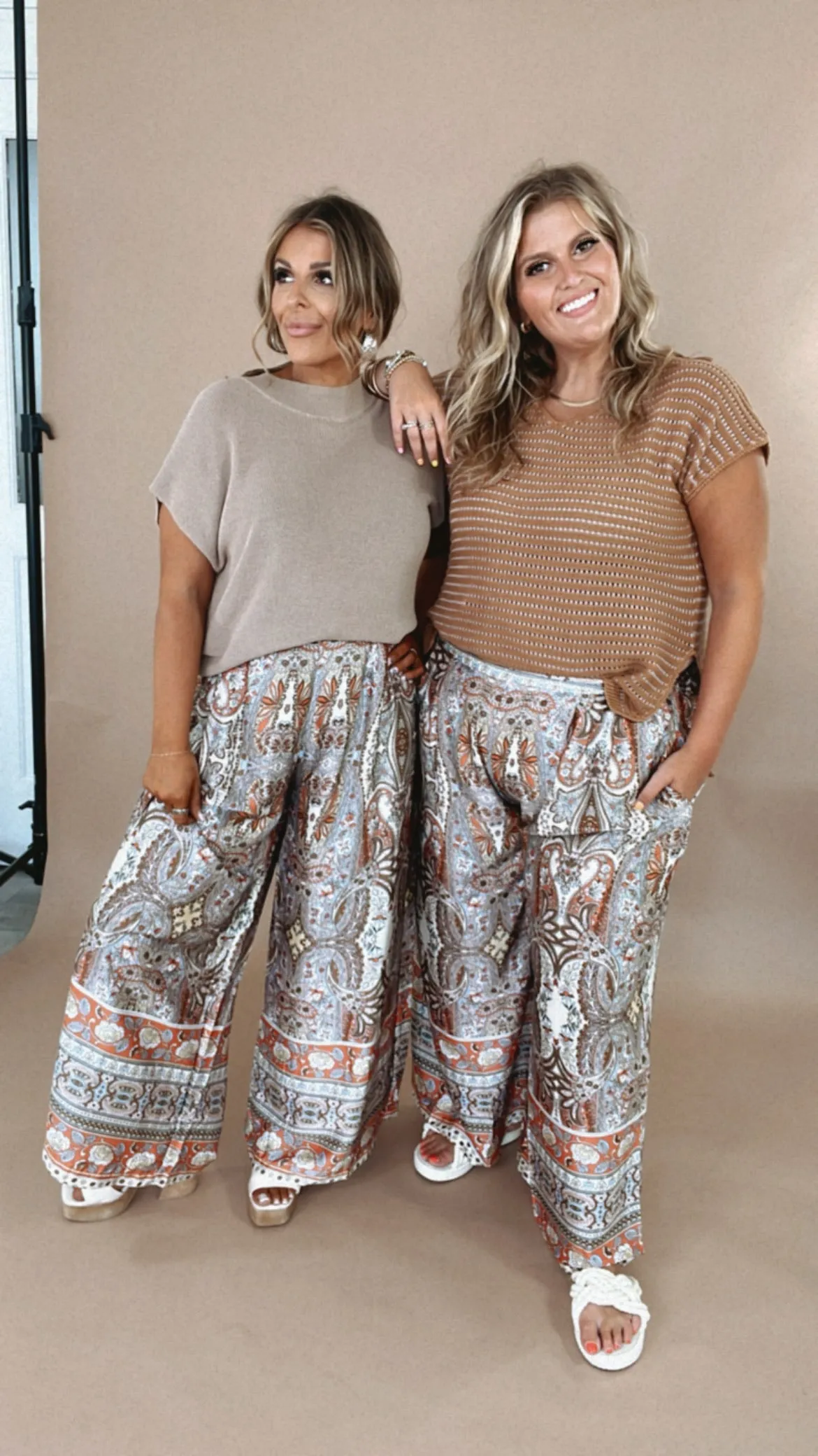 Boho Paisley Satin Wide Leg Pant