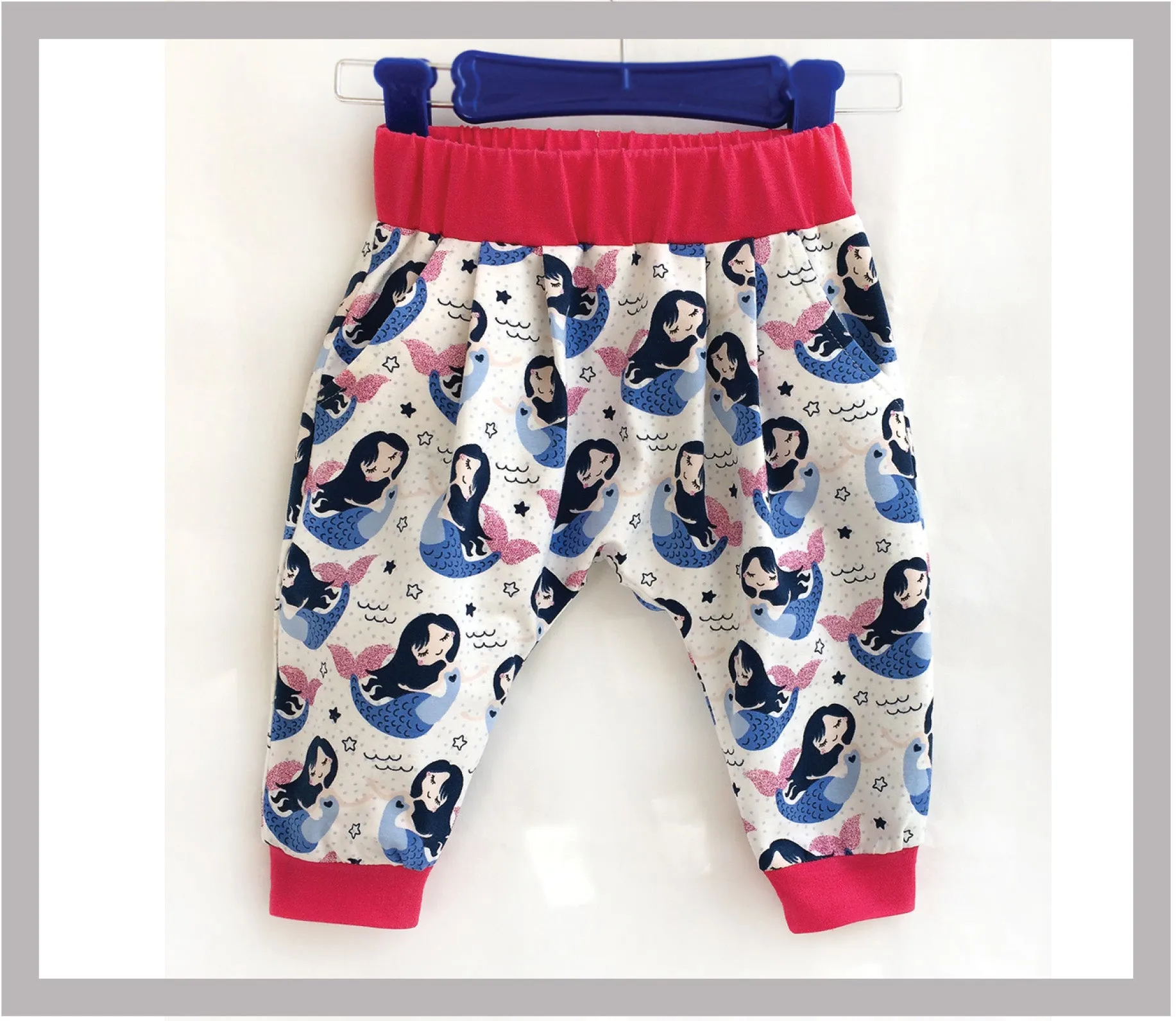 Boy and girl harem pants PDF sewing pattern for babies and toddlers, PANDA PANTS sizes 3  months to 6 years