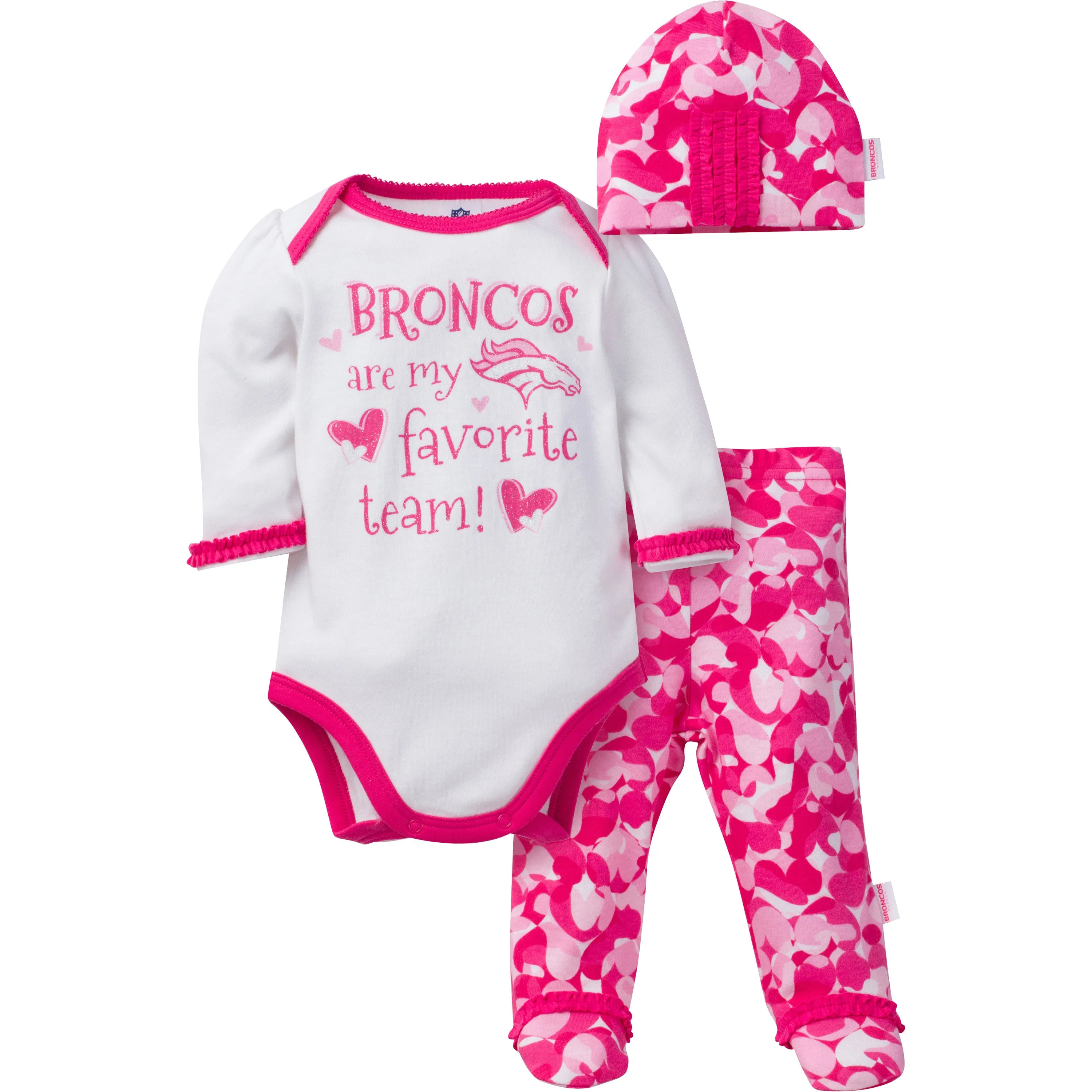 Broncos Baby Girl 3 Piece Outfit