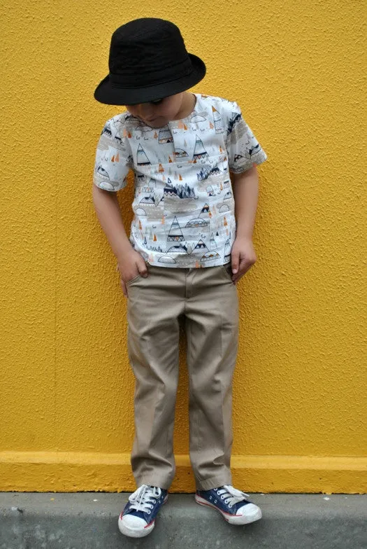 Casual trouser sewing pattern for boys & girls Slim Fit Pants & Shorts sizes 2-12 years.