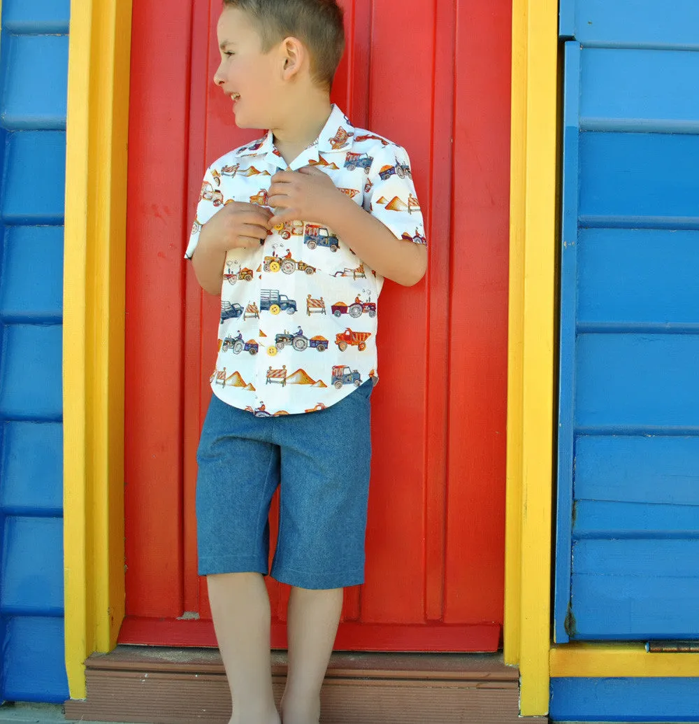 Casual trouser sewing pattern for boys & girls Slim Fit Pants & Shorts sizes 2-12 years.