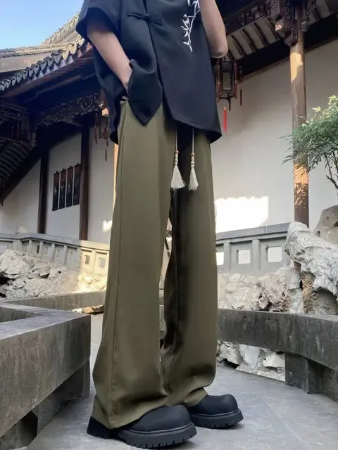 Chinese Side Knot Button Loose Pants