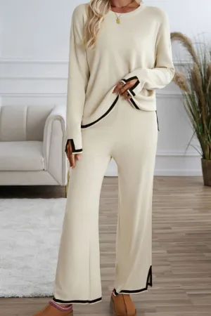 Classic Resort Casual Top and Pants Sweater Set