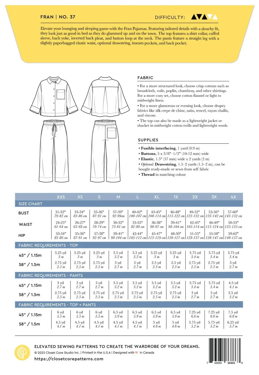 Closet Core Patterns - Fran Pajamas