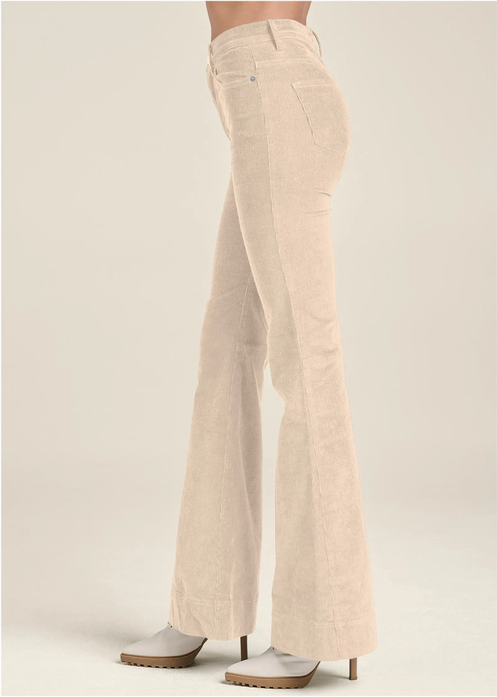 Corduroy Flared Pants - Cream