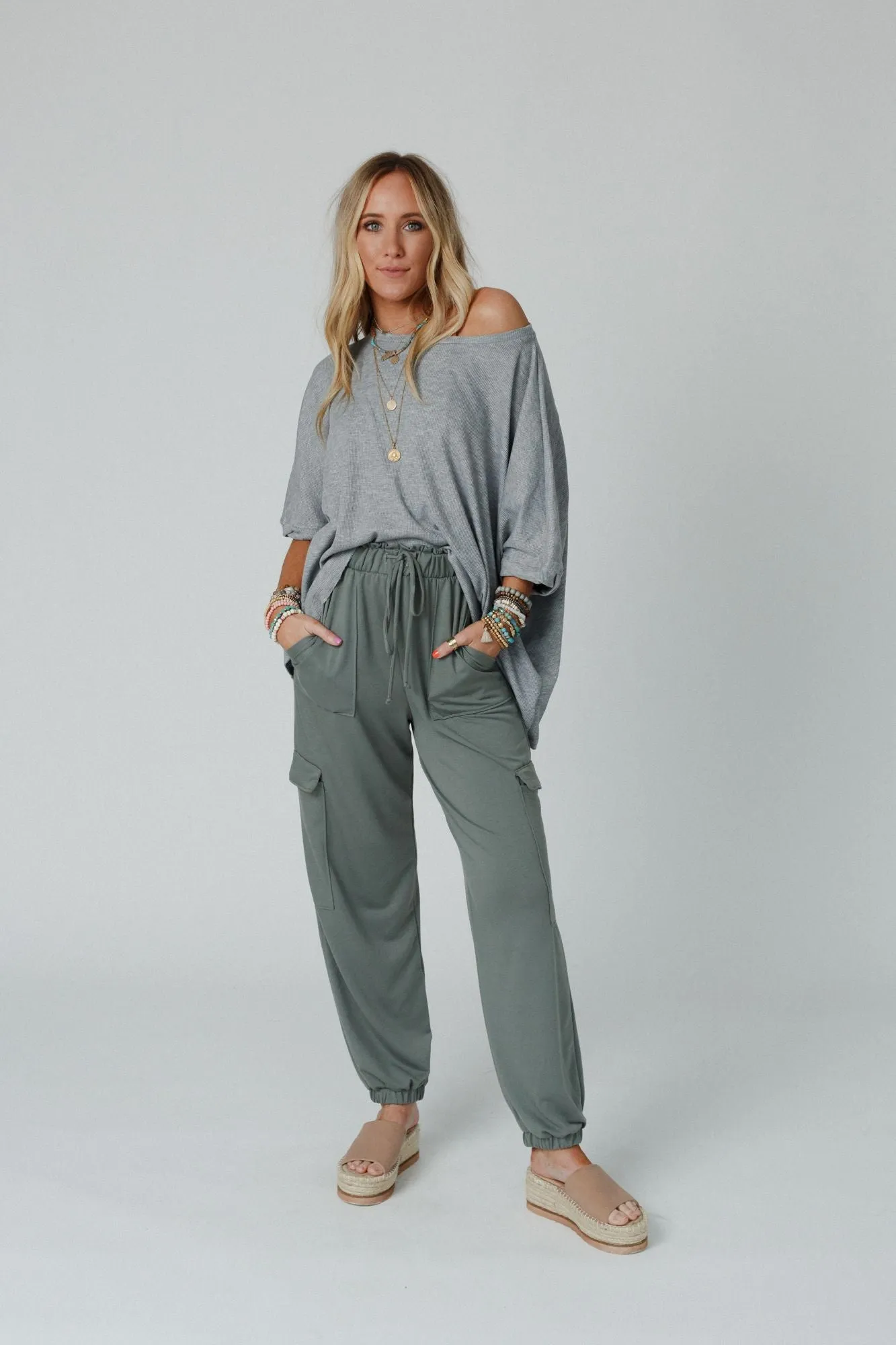 Easy Mornings Cinched Pants - Light Olive