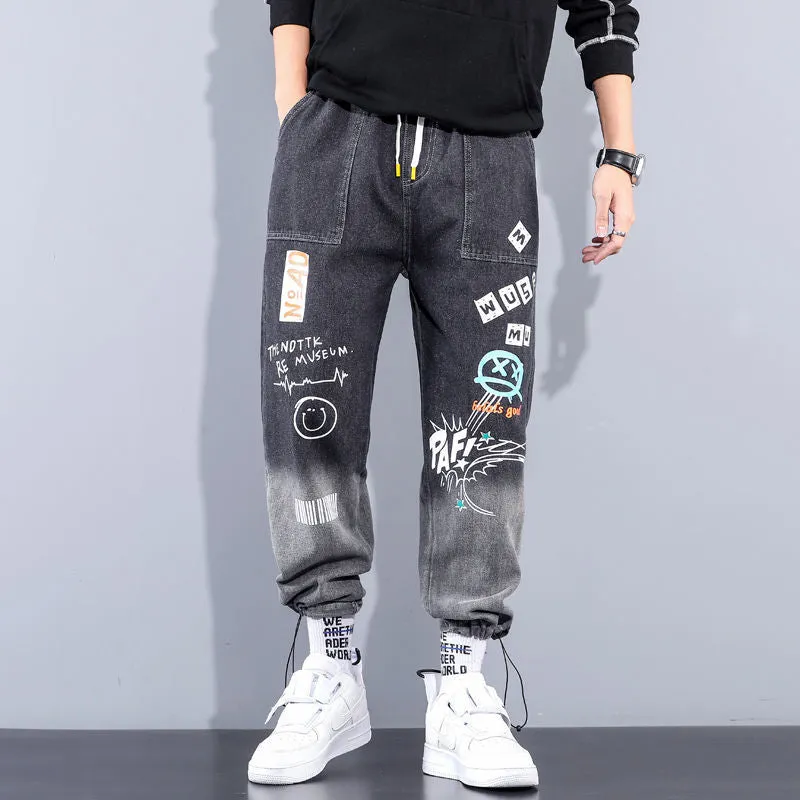 Edgy Harajuku Denim Techwear Joggers