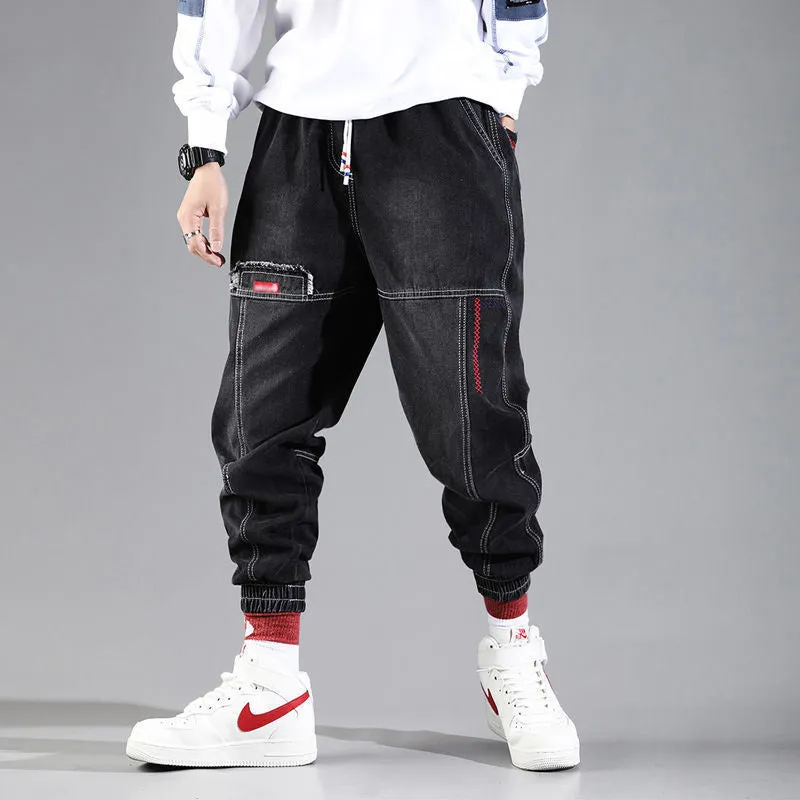 Edgy Harajuku Denim Techwear Joggers