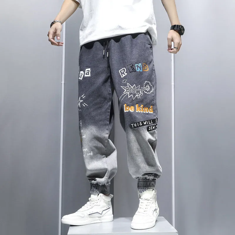 Edgy Harajuku Denim Techwear Joggers