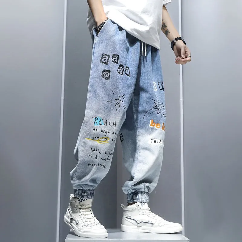 Edgy Harajuku Denim Techwear Joggers