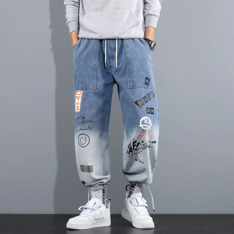 Edgy Harajuku Denim Techwear Joggers