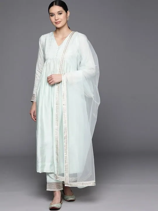 Empire Gotta Patti Chanderi Cotton Kurta with Trousers & With Dupatta