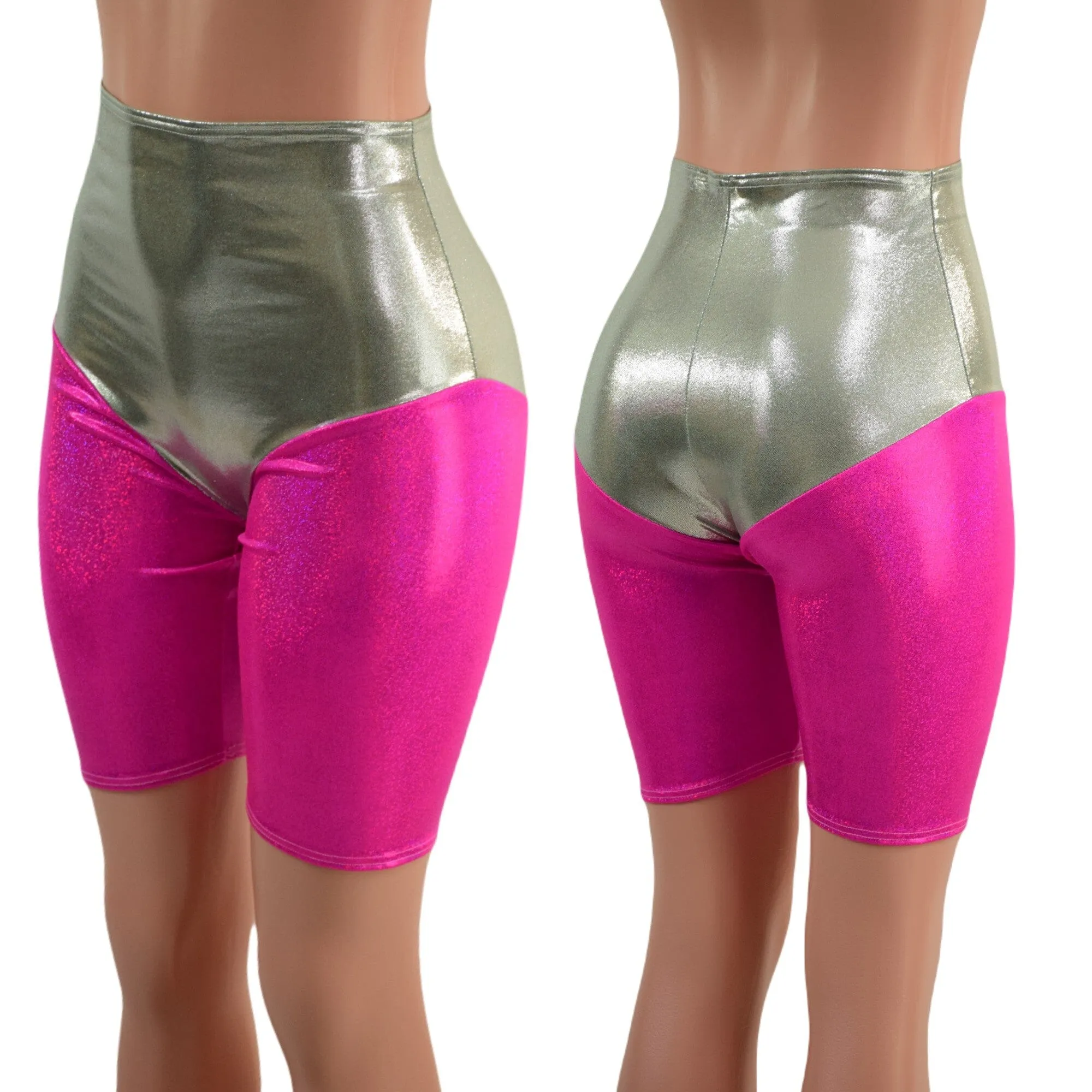 Fonda Shorts in Platinum and Neon Pink Sparkly Jewel