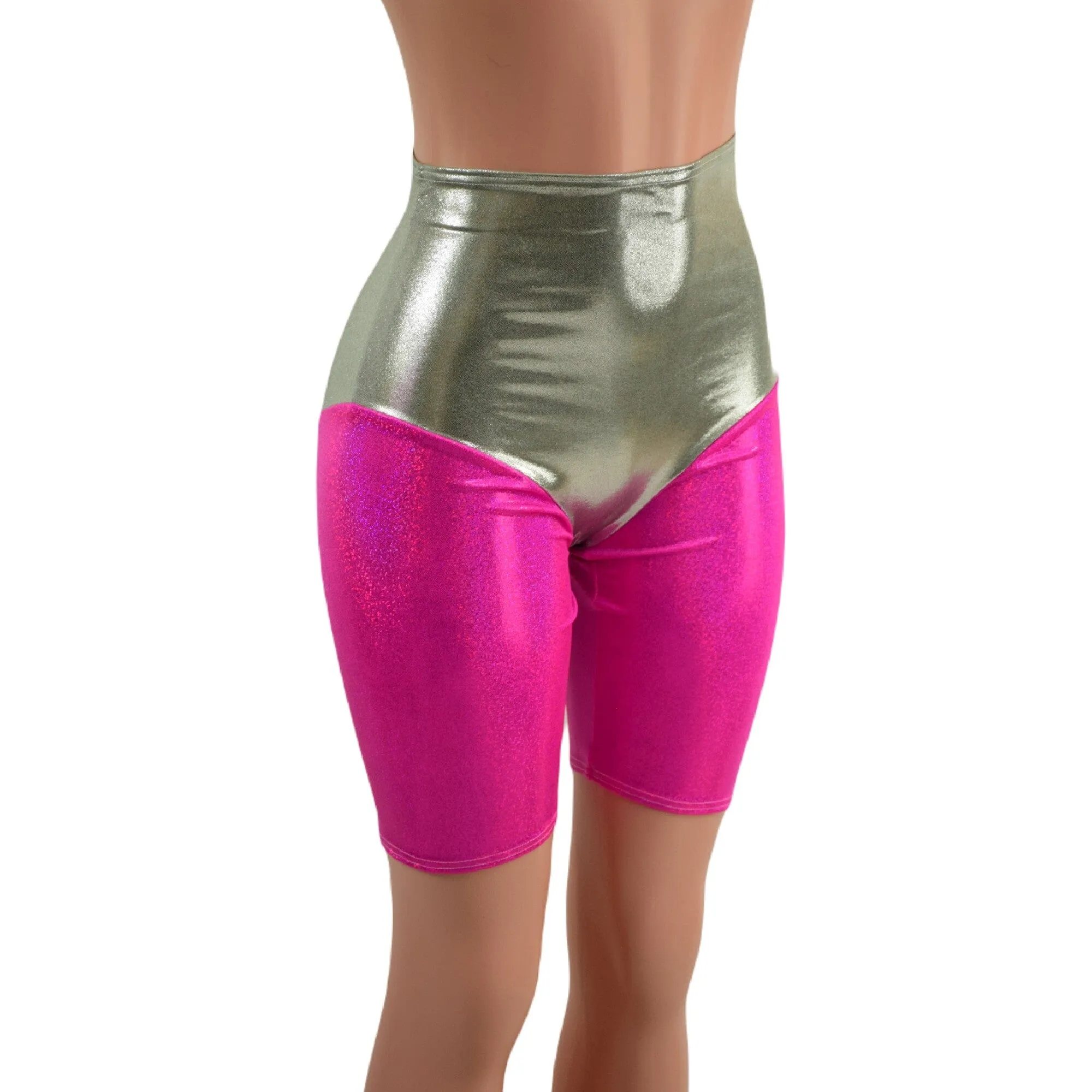 Fonda Shorts in Platinum and Neon Pink Sparkly Jewel