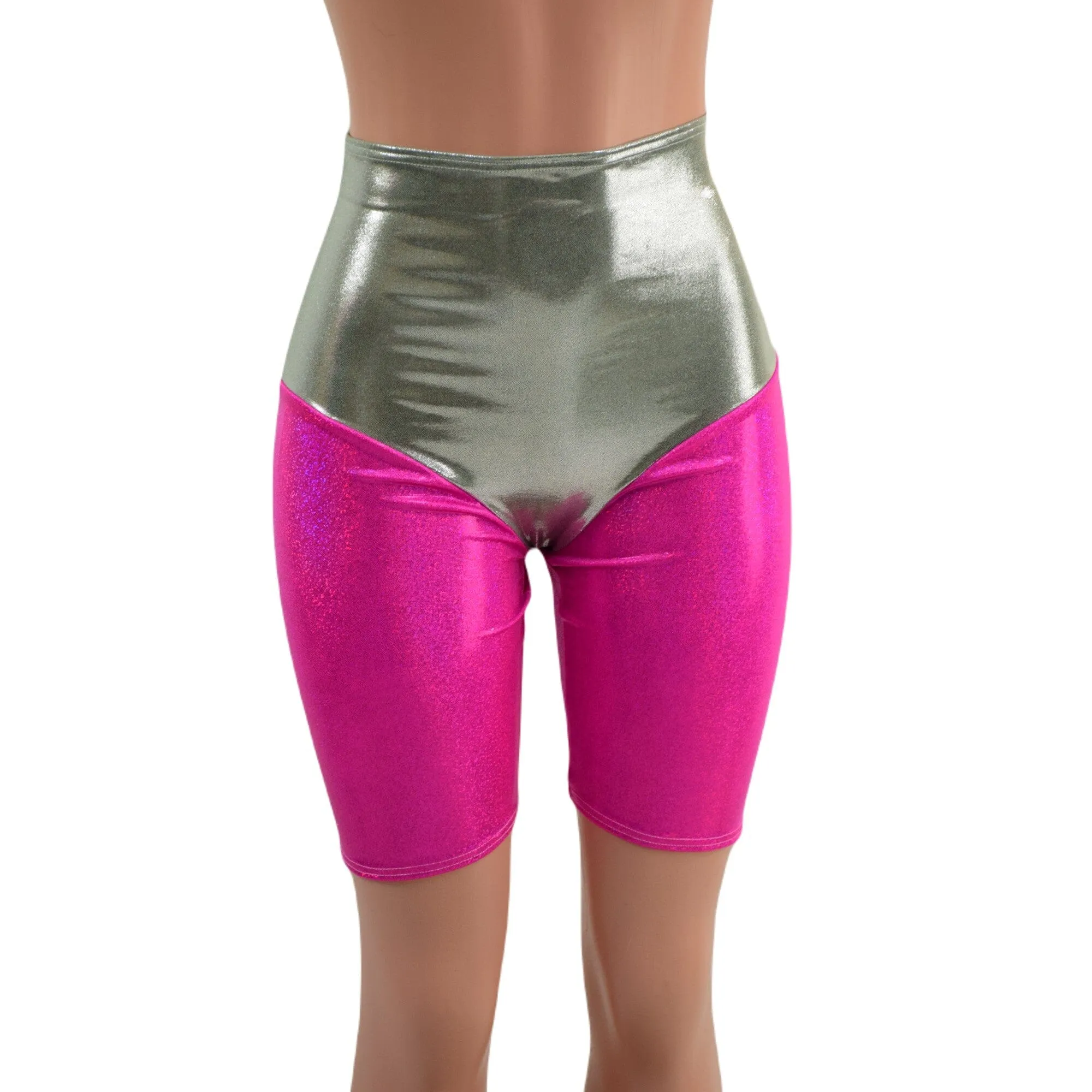 Fonda Shorts in Platinum and Neon Pink Sparkly Jewel