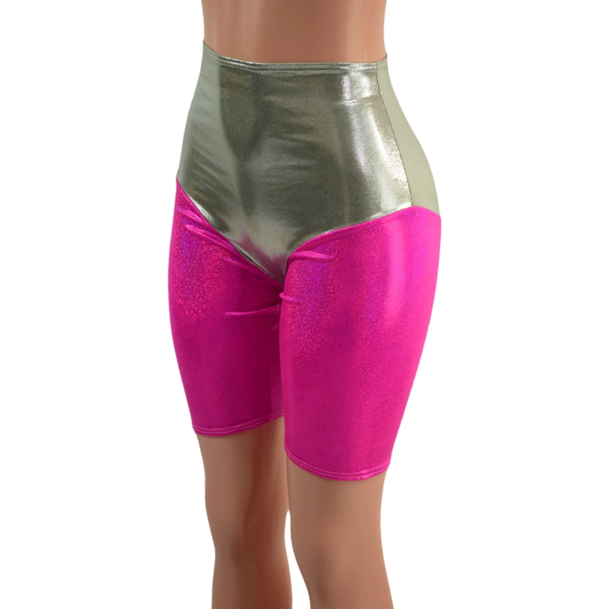 Fonda Shorts in Platinum and Neon Pink Sparkly Jewel