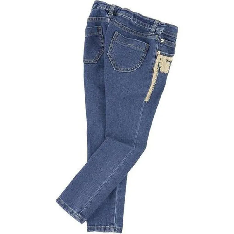 Girls Blue Applique Detail Jeans