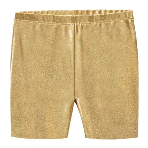 Girls Novelty Bike Shorts  | Gold Sparkly Shimmer