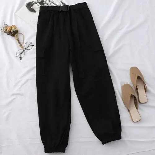 High Waist Cargo Pants with Belt