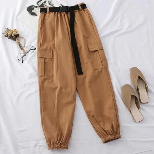 High Waist Cargo Pants with Belt