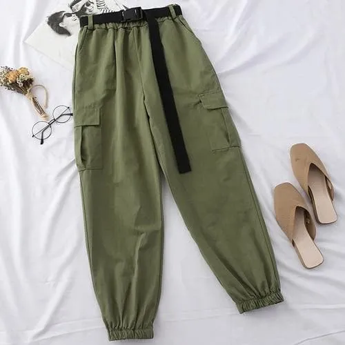 High Waist Cargo Pants with Belt