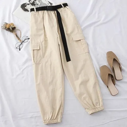 High Waist Cargo Pants with Belt