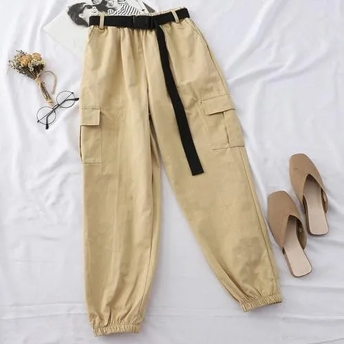 High Waist Cargo Pants with Belt