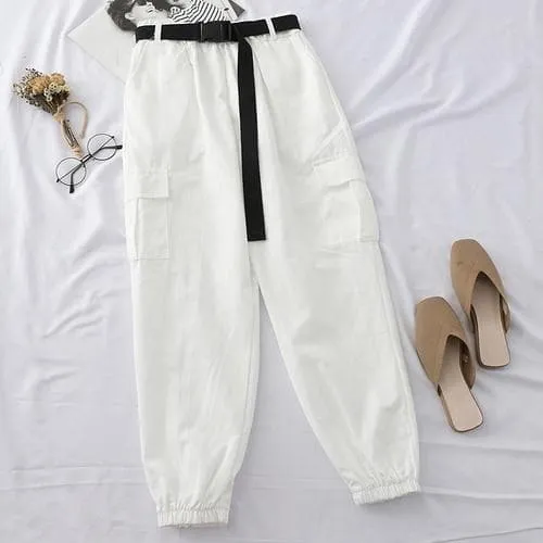 High Waist Cargo Pants with Belt