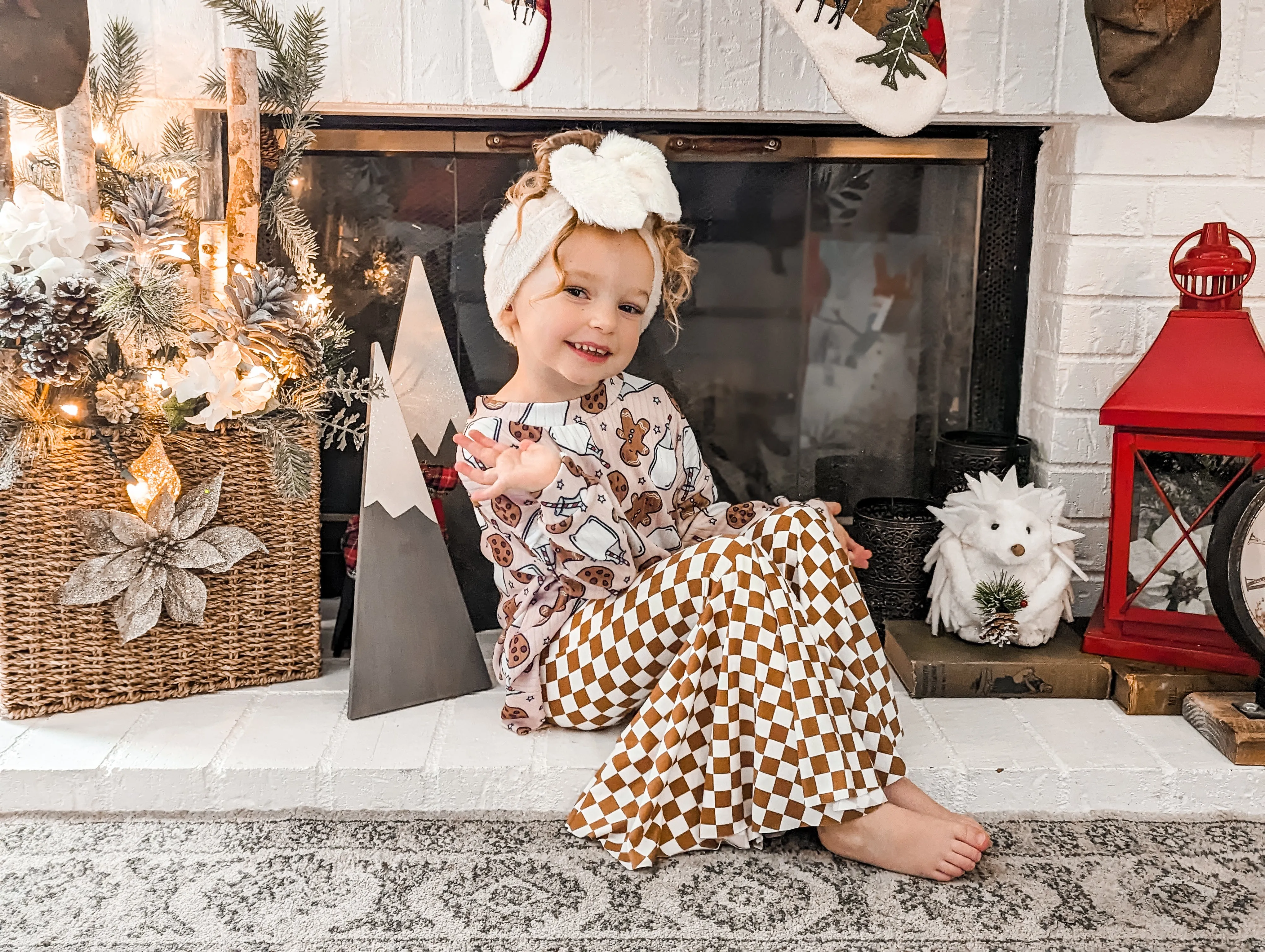 Hot Chocolate Checkered Print Bell Bottom Pants