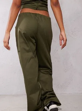 Khaki Twill Toggle Detail Cargo Trousers