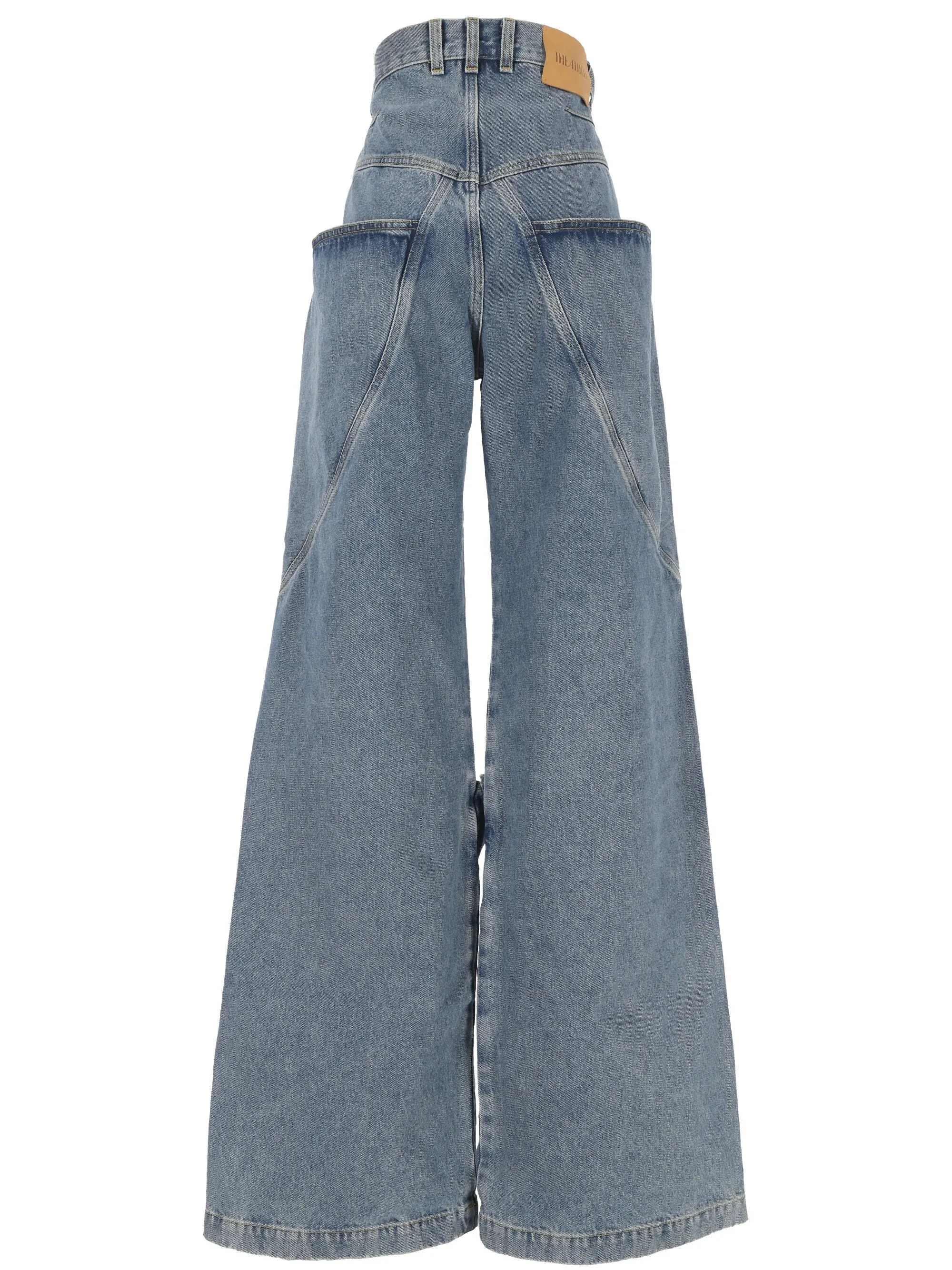 knee-detail wide-leg jeans