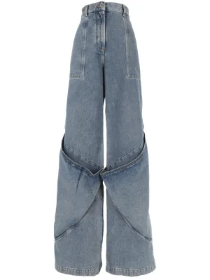 knee-detail wide-leg jeans